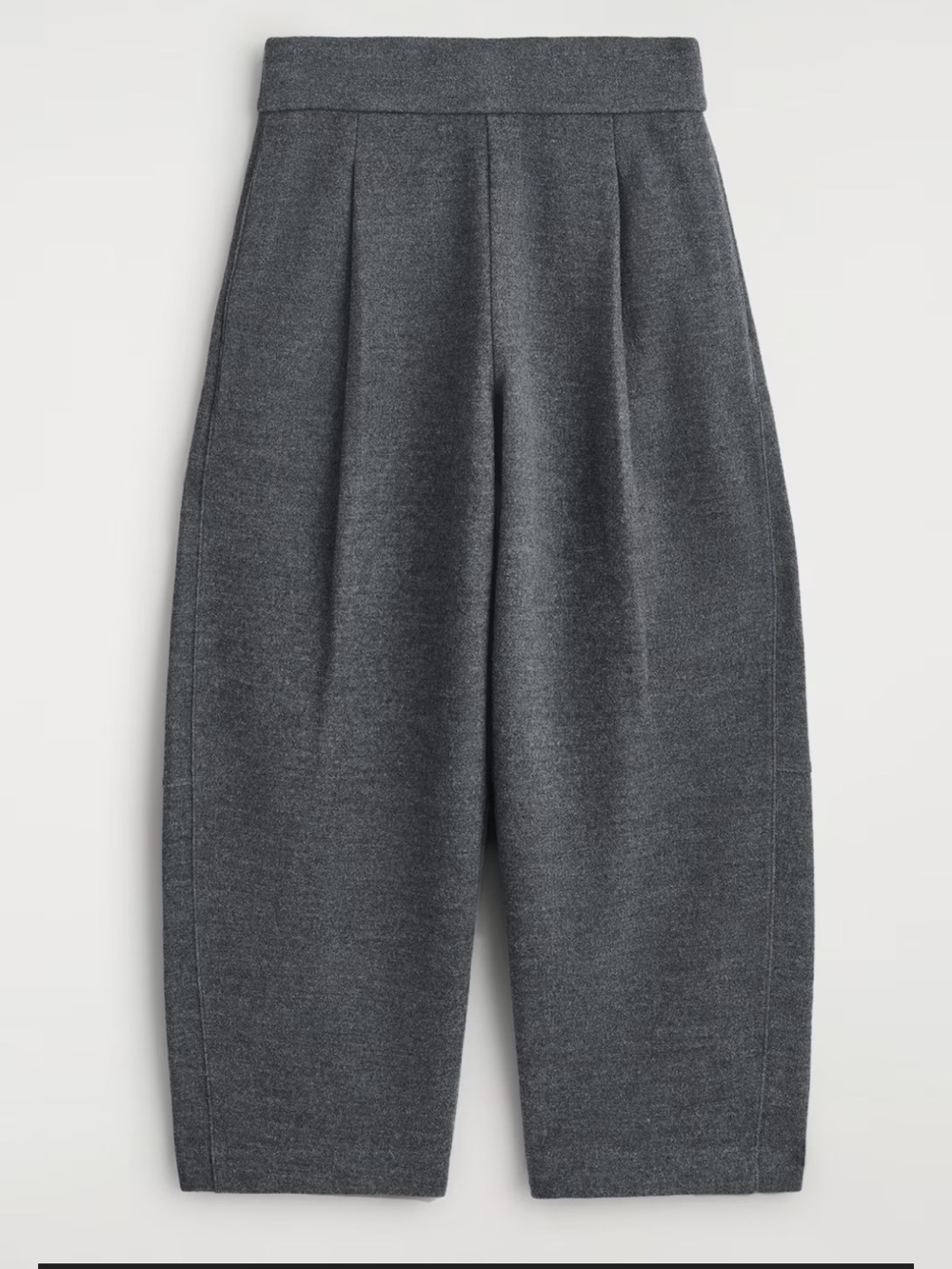 COS Charcoal Wool Blend Pleated Barrel Leg Cropped Trousers Size 2